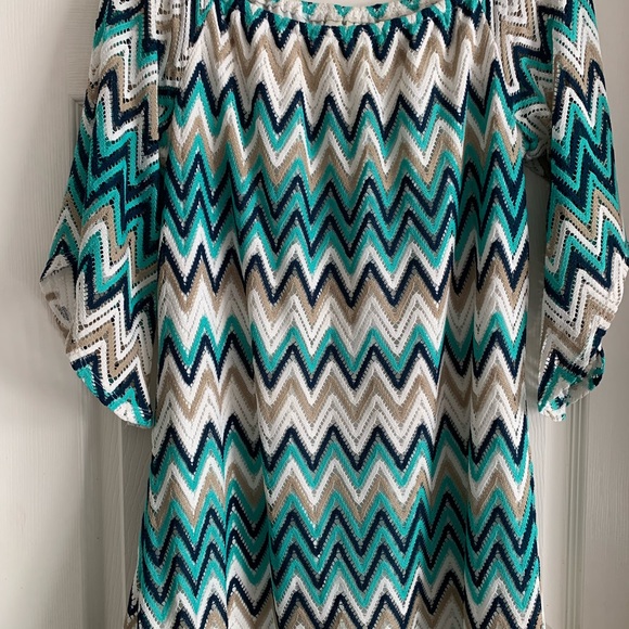 Tacera Women’s Zigzag Pattern Off  Shoulder Dress Size Large - Picture 16 of 17